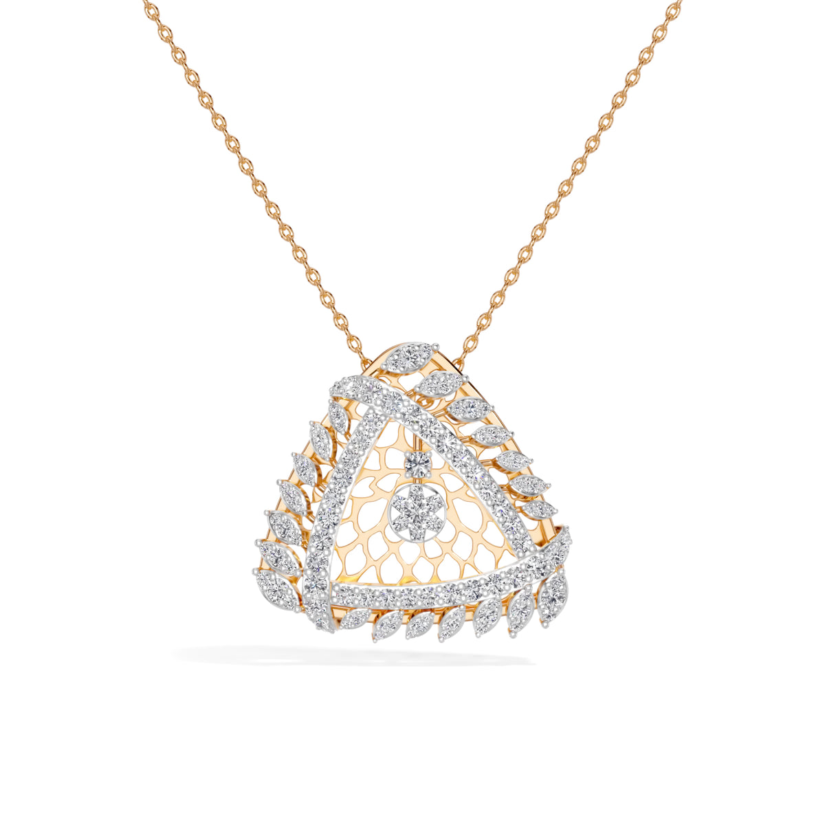 Rose Gold 1Ct Cluster Round Lab Grown Diamond Zerion Pendant