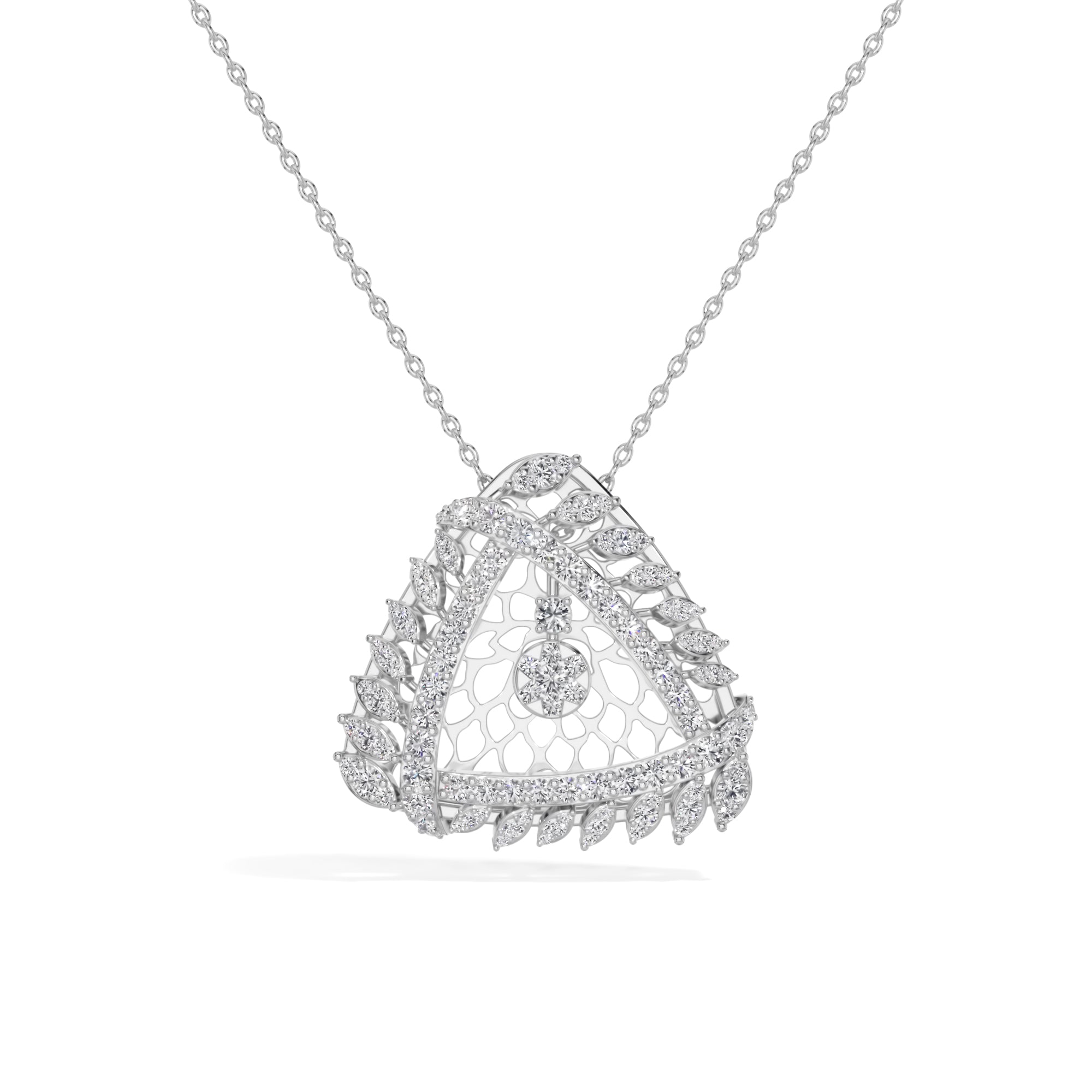 White Gold 1Ct Cluster Round Lab Grown Diamond Zerion Pendant