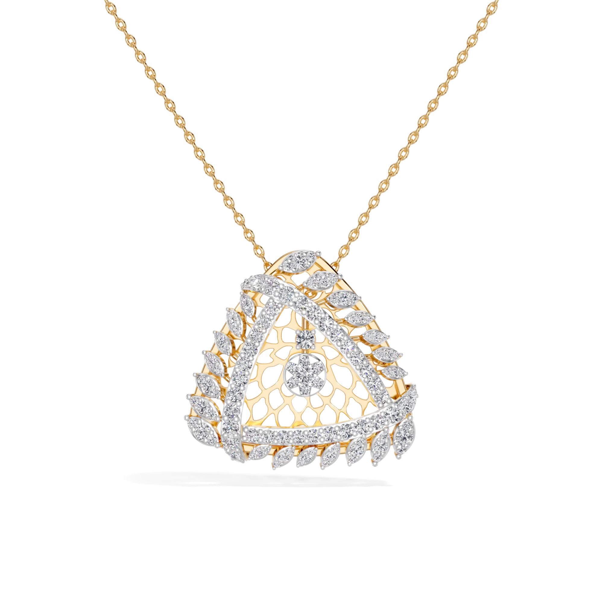 Yellow Gold 1Ct Cluster Round Lab Grown Diamond Zerion Pendant