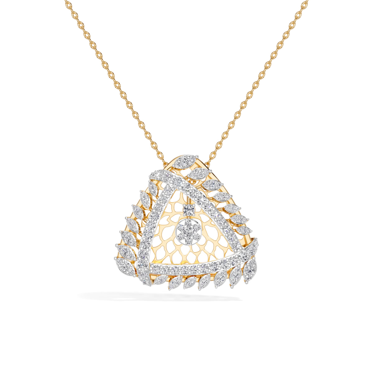 Yellow Gold 1Ct Cluster Round Lab Grown Diamond Zerion Pendant