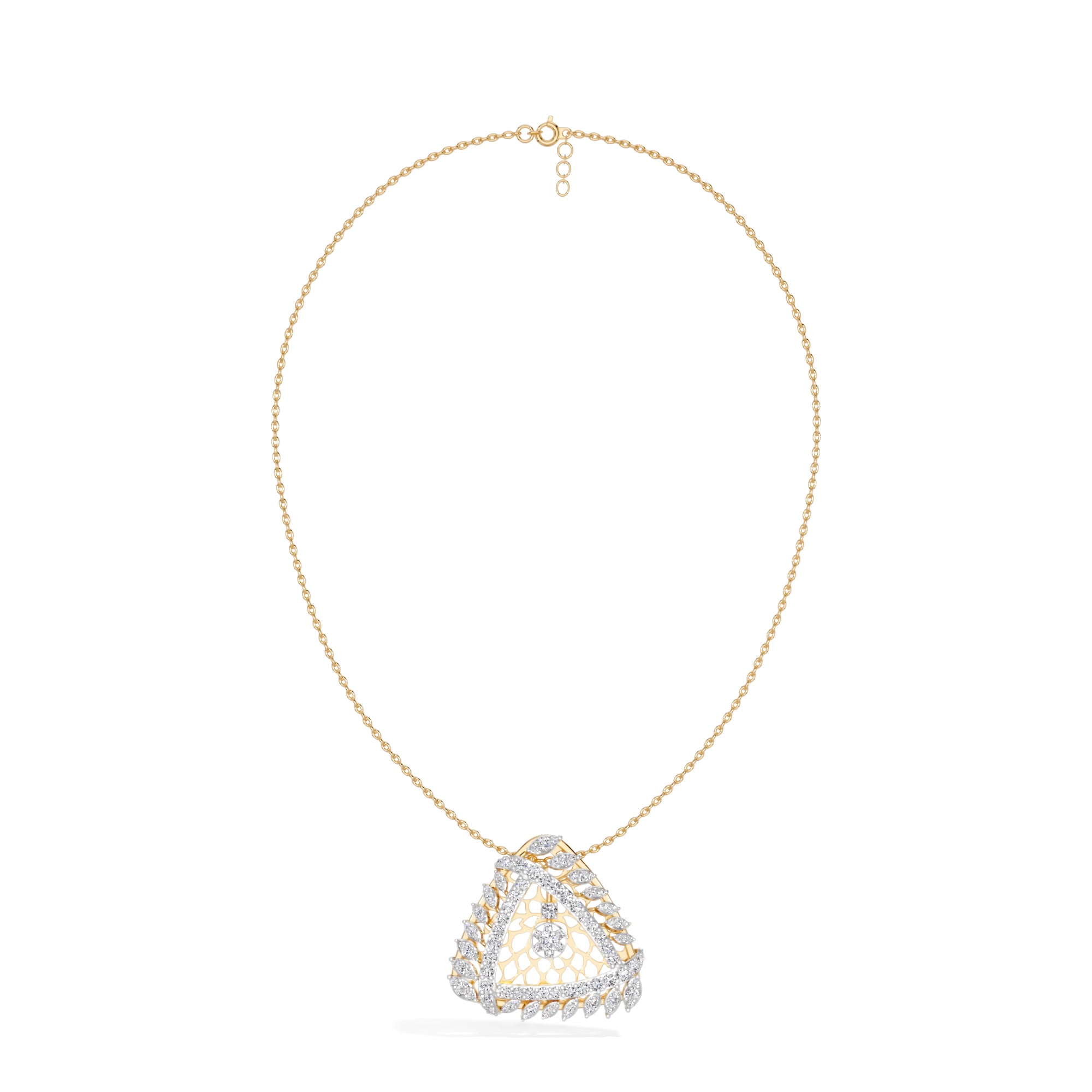 Yellow Gold 1Ct Cluster Round Lab Grown Diamond Zerion Pendant
