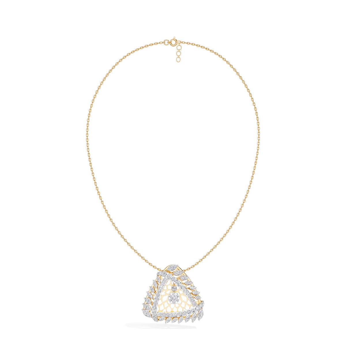 Yellow Gold 1Ct Cluster Round Lab Grown Diamond Zerion Pendant