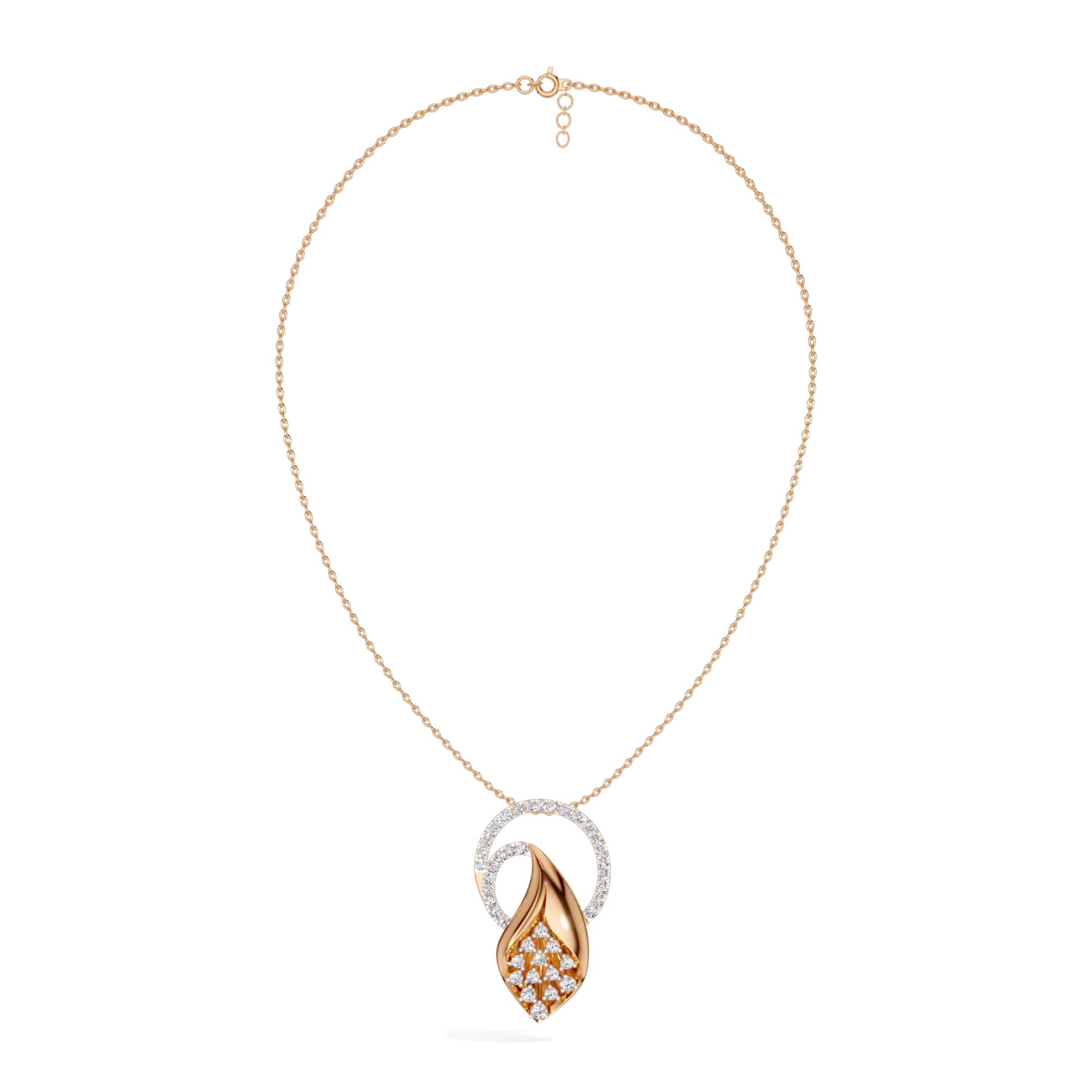 Rose Gold Halo Cluster Round Lab Grown Diamond Zanira Pendant