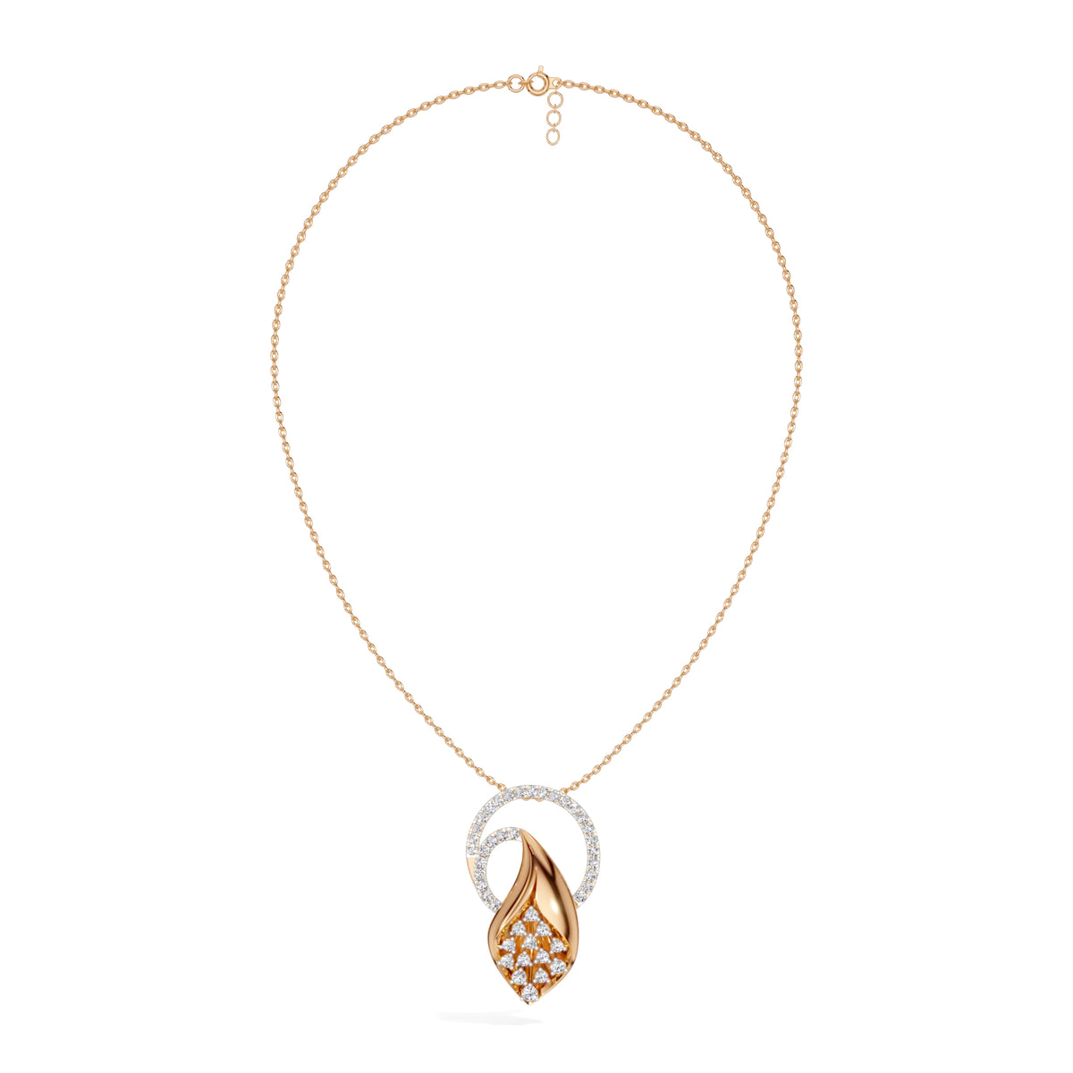 Rose Gold Halo Cluster Round Lab Grown Diamond Zanira Pendant