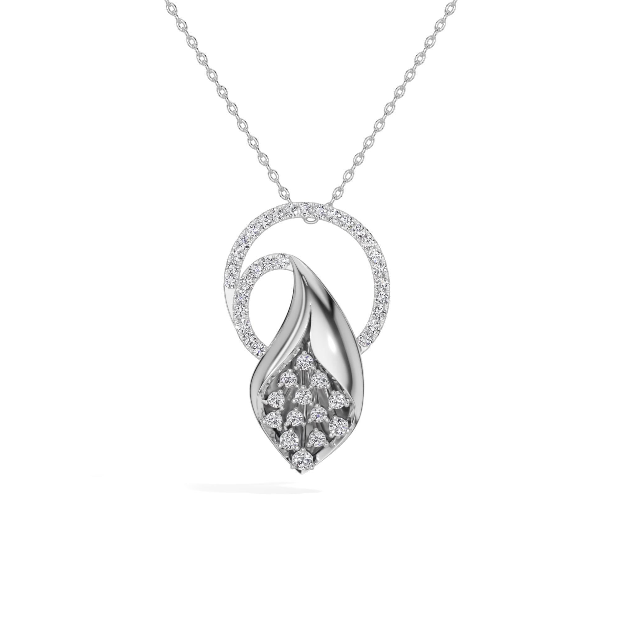 White Gold Halo Cluster Round Lab Grown Diamond Zanira Pendant