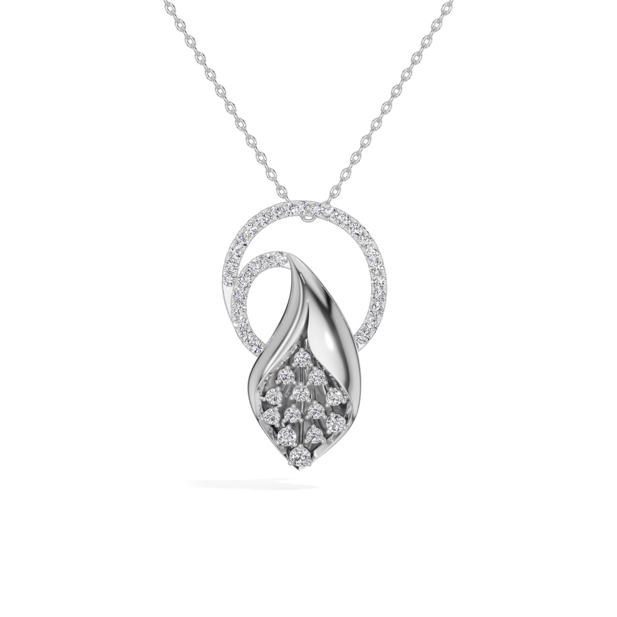 White Gold Halo Cluster Round Lab Grown Diamond Zanira Pendant