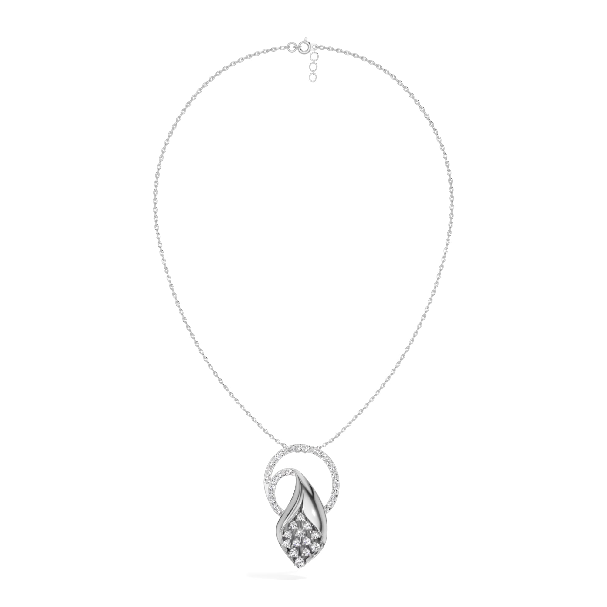White Gold Halo Cluster Round Lab Grown Diamond Zanira Pendant