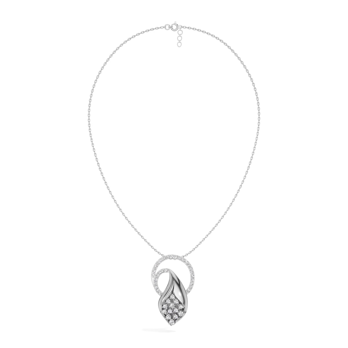 White Gold Halo Cluster Round Lab Grown Diamond Zanira Pendant