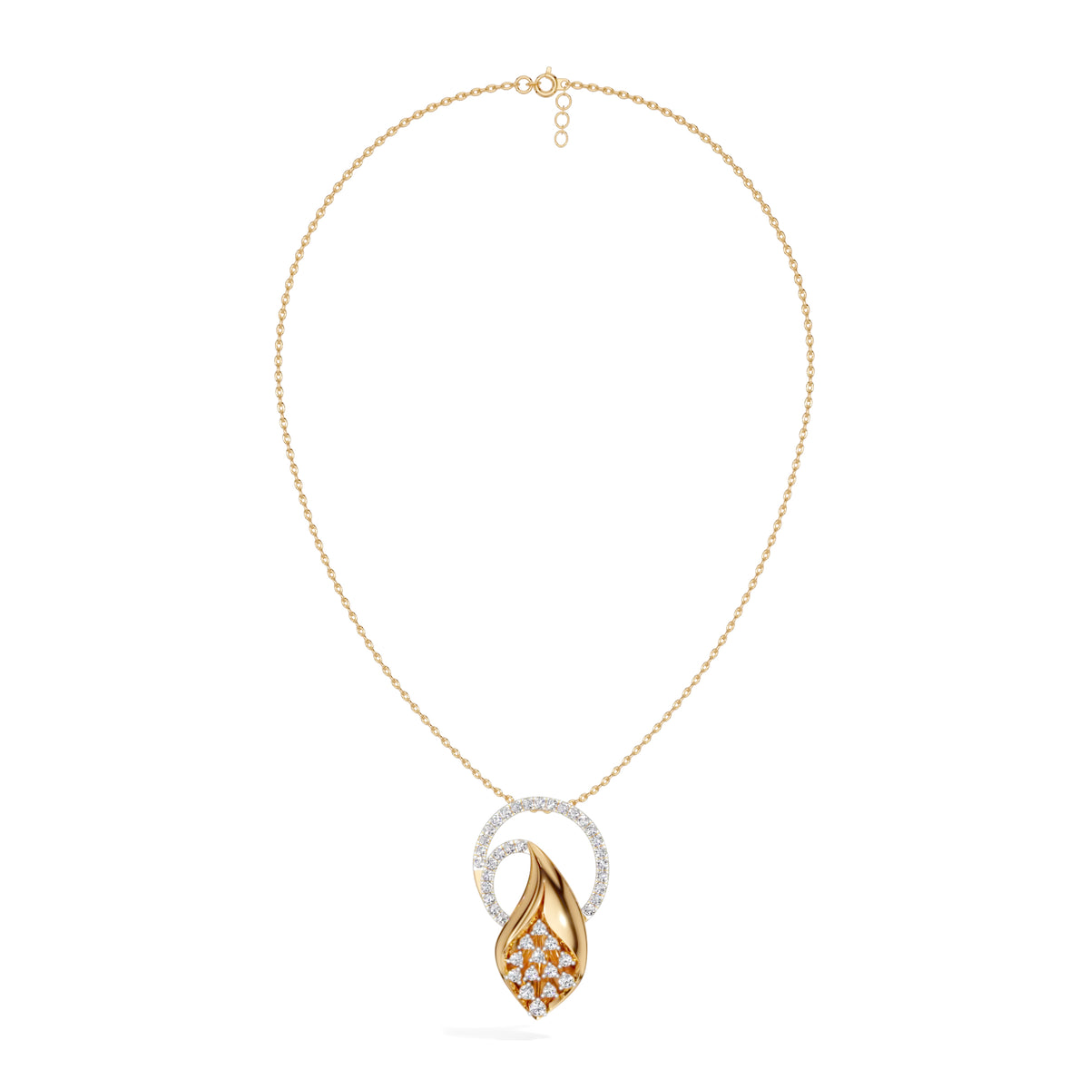 Yellow Gold Halo Cluster Round Lab Grown Diamond Zanira Pendant