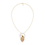 Yellow Gold Halo Cluster Round Lab Grown Diamond Zanira Pendant