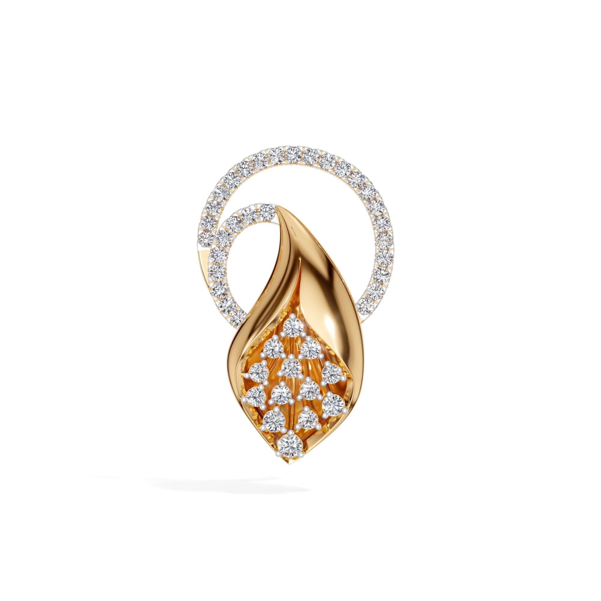 Yellow Gold Halo Cluster Round Lab Grown Diamond Zanira Pendant