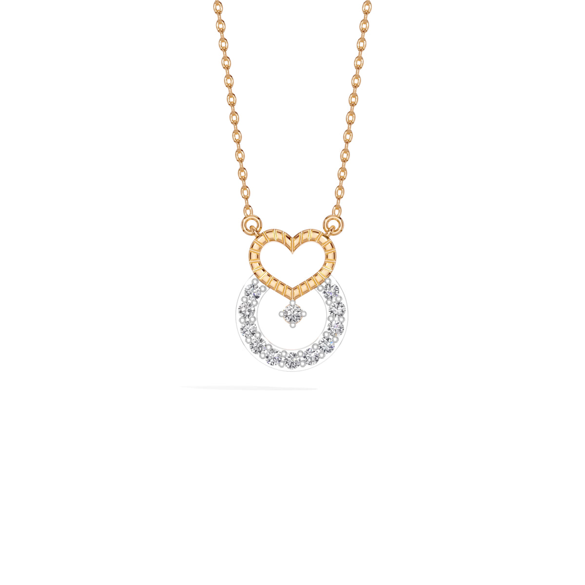 Rose Gold Heart Halo Round Lab Grown Diamond Velorae Pendant