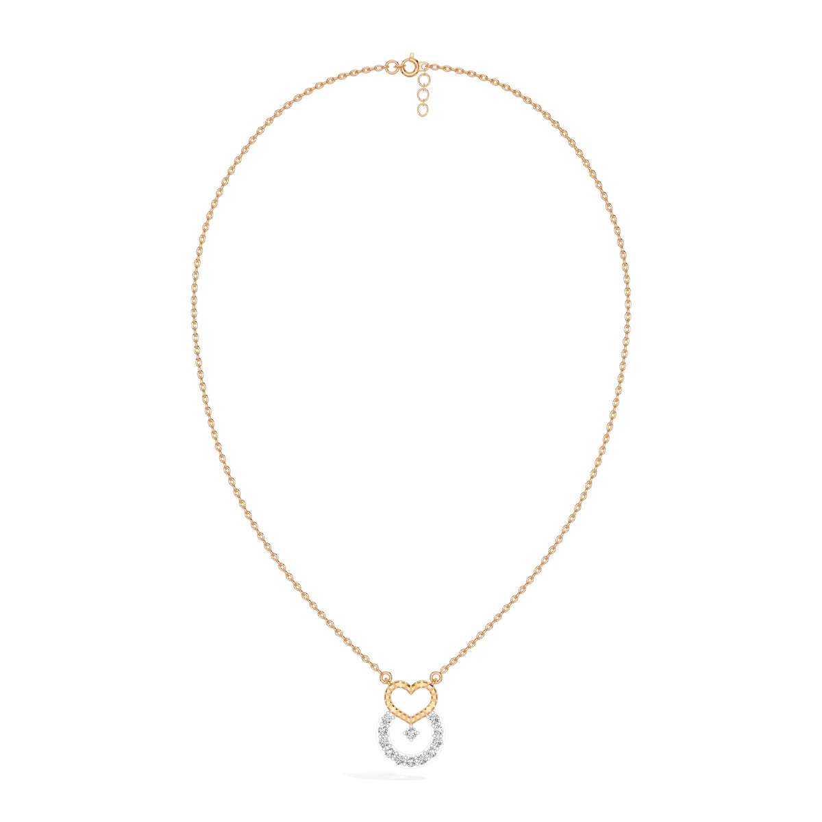 Rose Gold Heart Halo Round Lab Grown Diamond Velorae Pendant