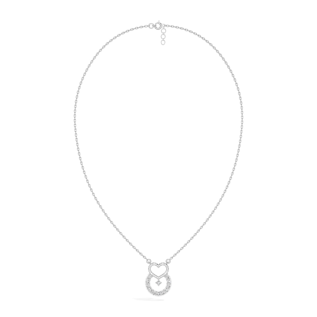 White Gold Heart Halo Round Lab Grown Diamond Velorae Pendant