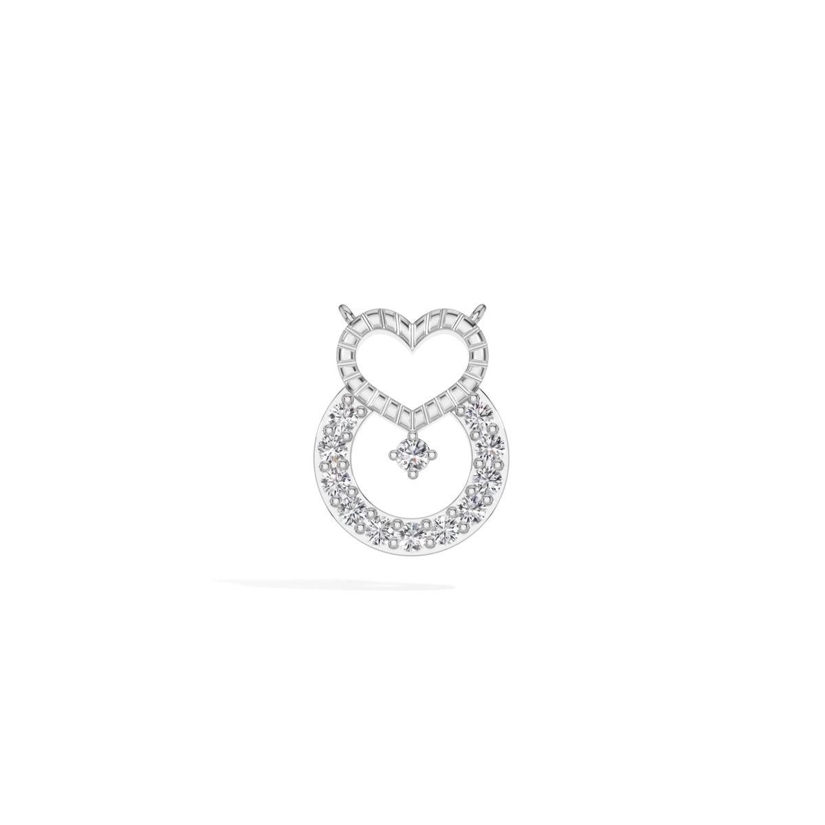White Gold Heart Halo Round Lab Grown Diamond Velorae Pendant