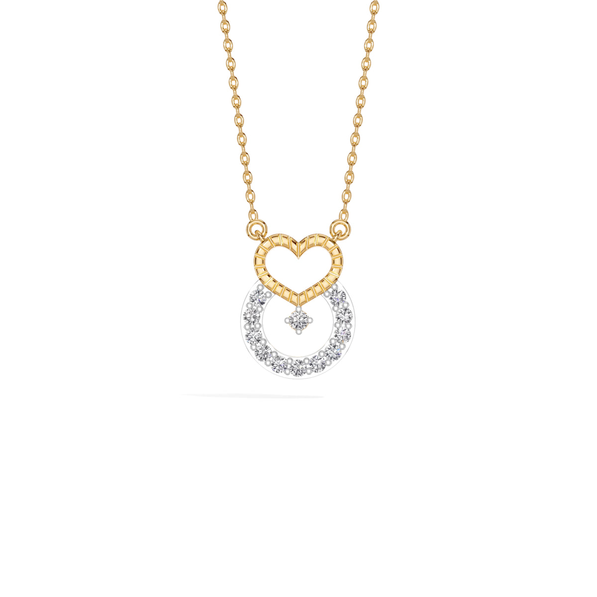 Yellow Gold Heart Halo Round Lab Grown Diamond Velorae Pendant