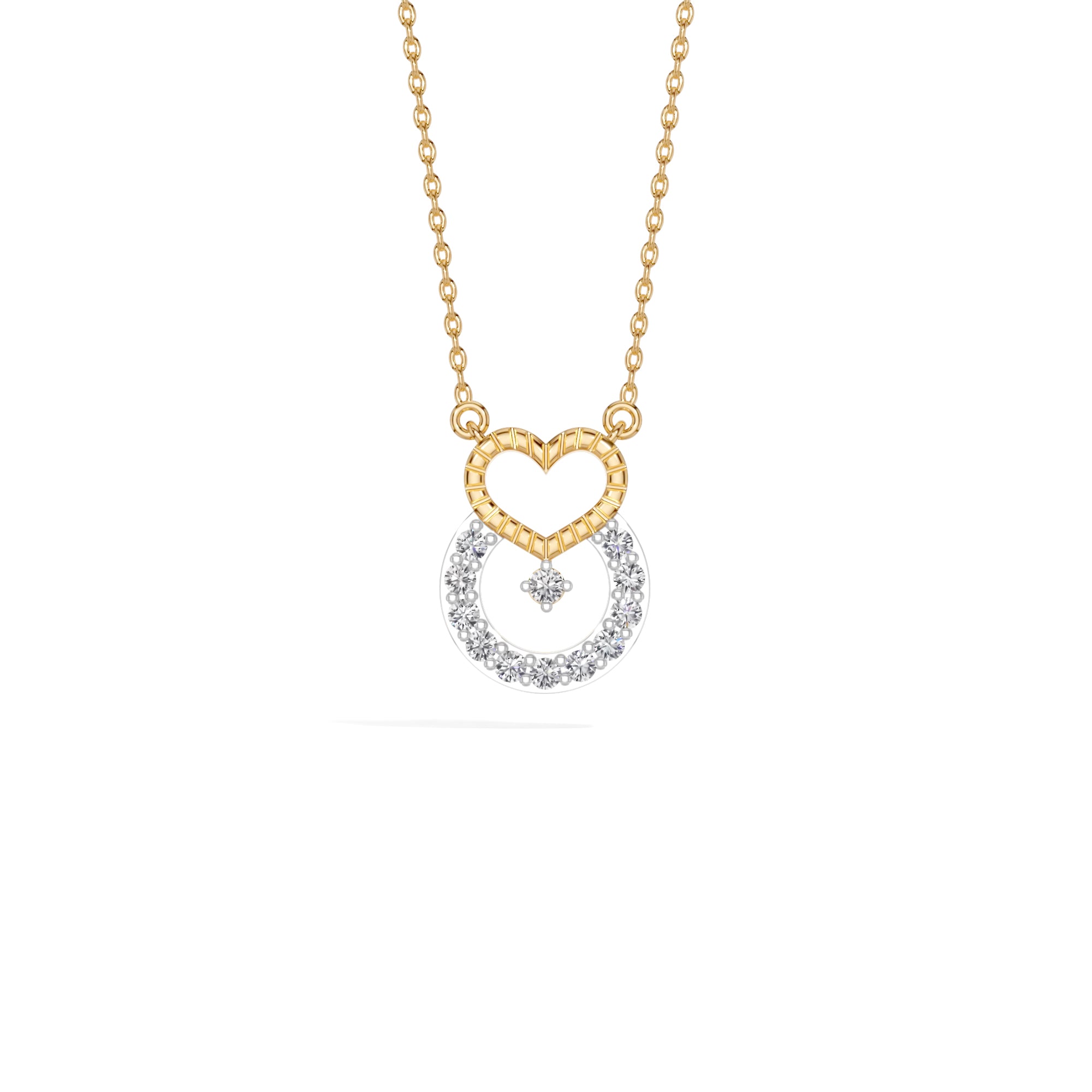 Yellow Gold Heart Halo Round Lab Grown Diamond Velorae Pendant