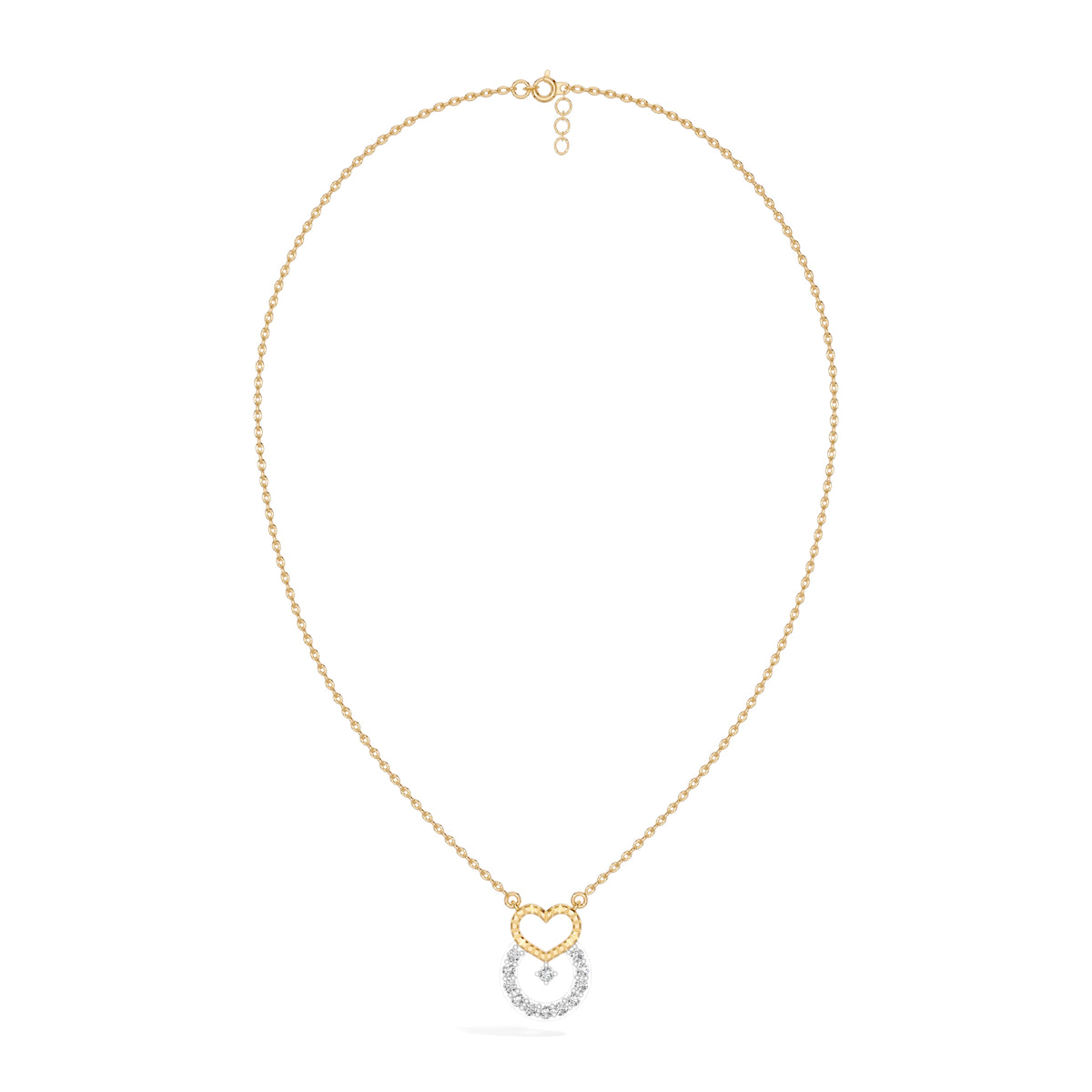 Yellow Gold Heart Halo Round Lab Grown Diamond Velorae Pendant
