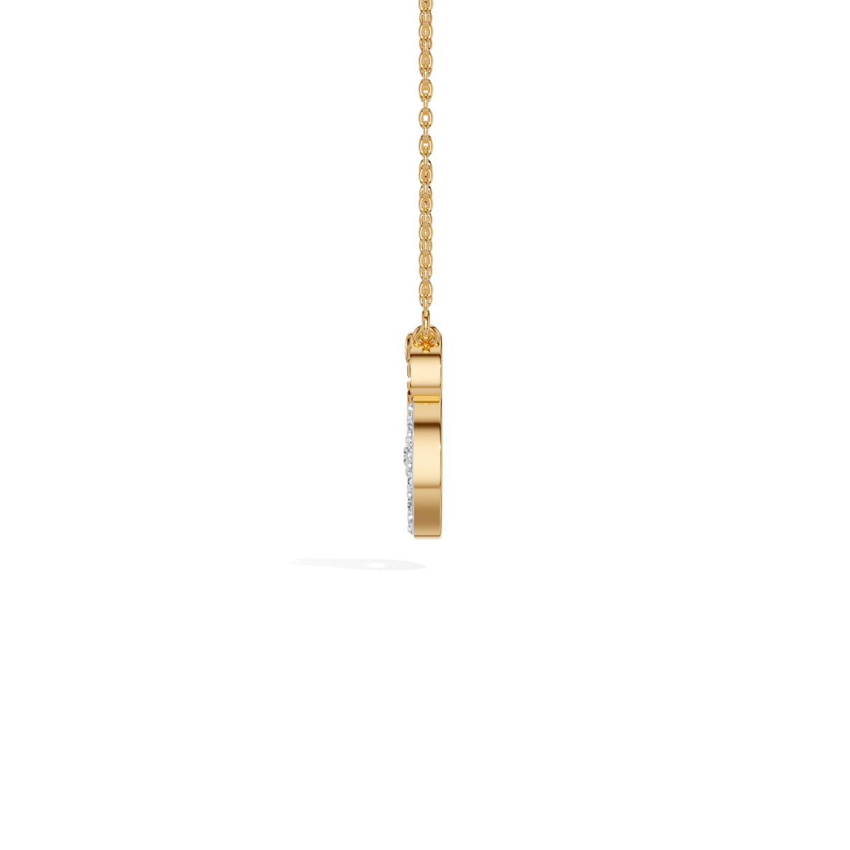 Yellow Gold Heart Halo Round Lab Grown Diamond Velorae Pendant