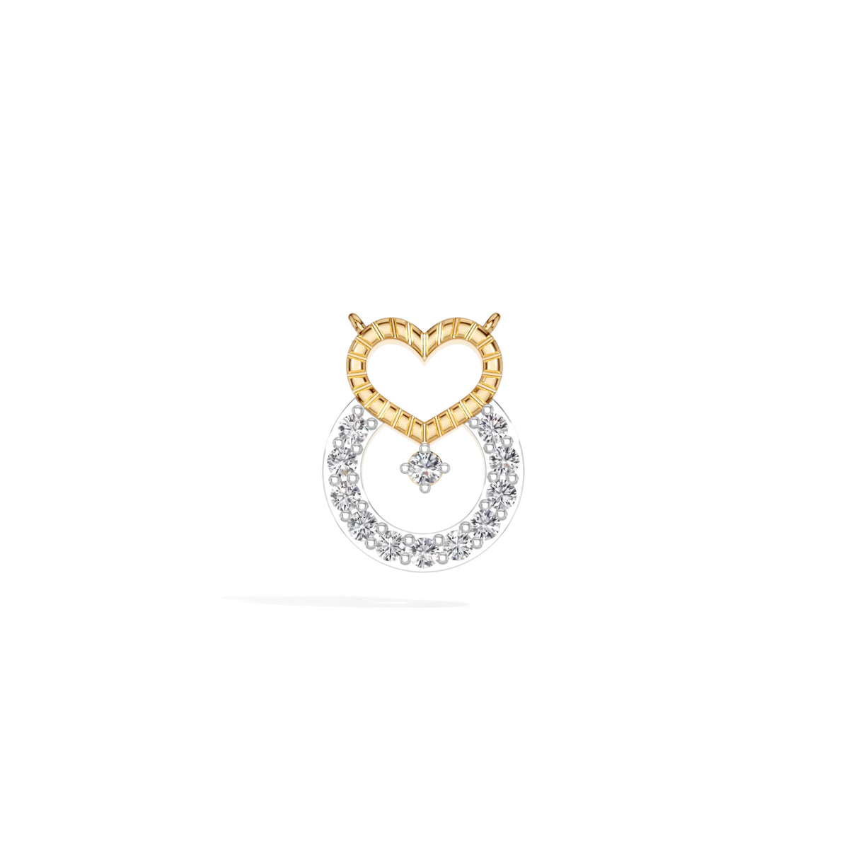 Yellow Gold Heart Halo Round Lab Grown Diamond Velorae Pendant