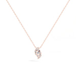 Leaf Pendant Round Lab Grown Diamond Graduated Pave Curved Leaf
