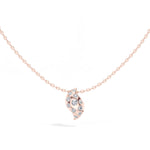 Leaf Pendant Round Lab Grown Diamond Graduated Pave Curved Leaf