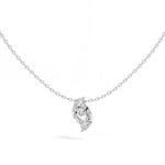 Leaf Pendant Round Lab Grown Diamond Graduated Pave Curved Leaf