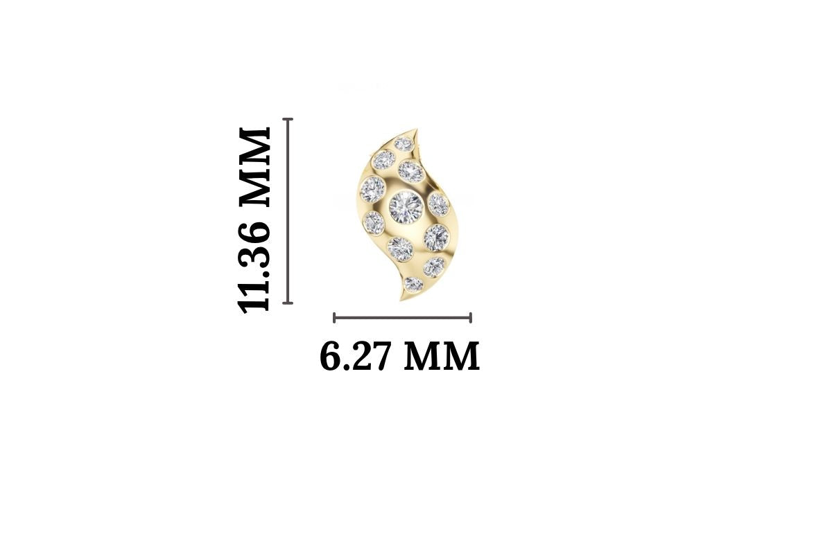 Leaf Pendant Round Lab Grown Diamond Graduated Pave Curved Leaf