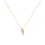 Leaf Pendant Round Lab Grown Diamond Graduated Pave Curved Leaf