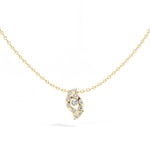 Leaf Pendant Round Lab Grown Diamond Graduated Pave Curved Leaf