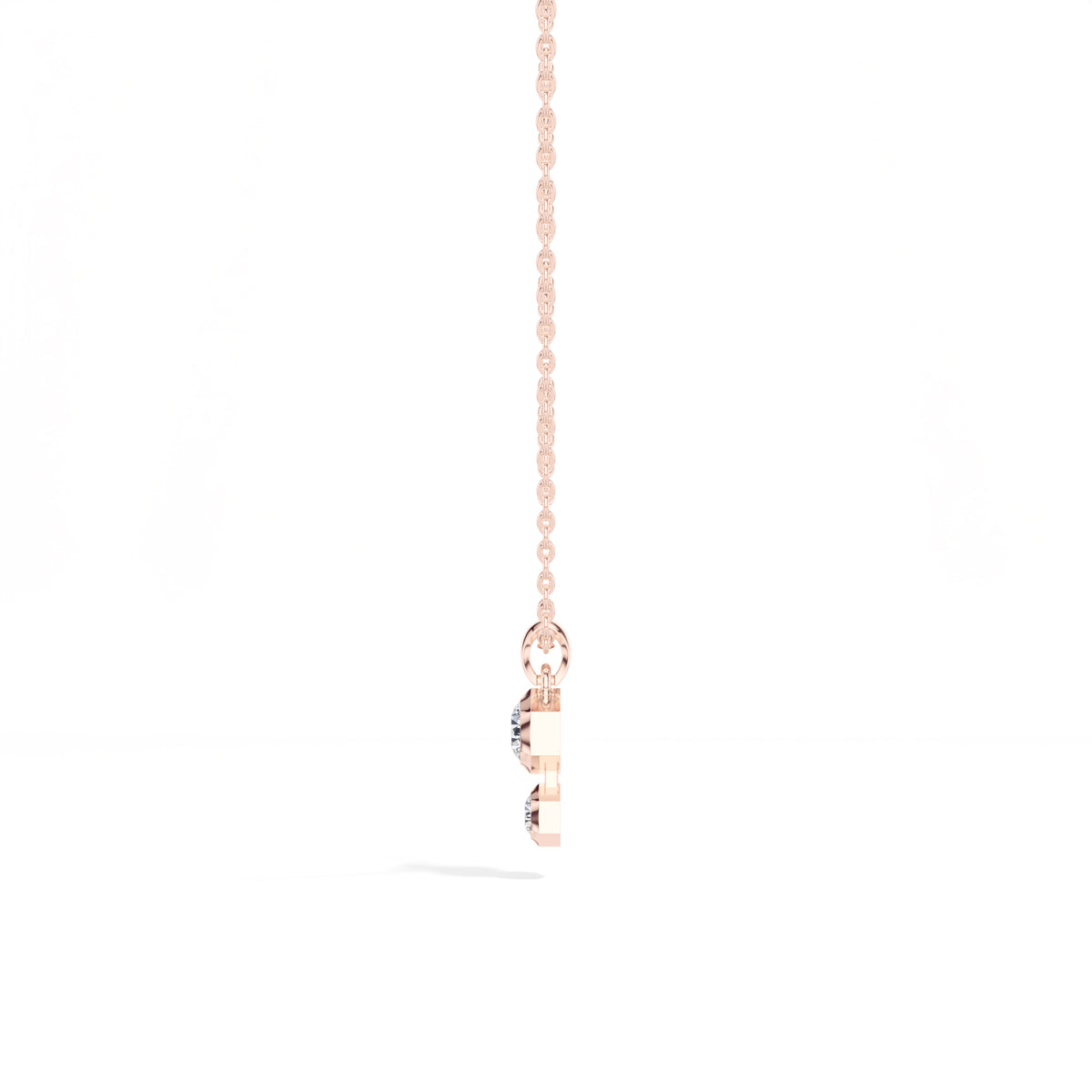 Axis Pendant Round Lab Grown Diamond Two Stone Hexagon Bezel Vertical