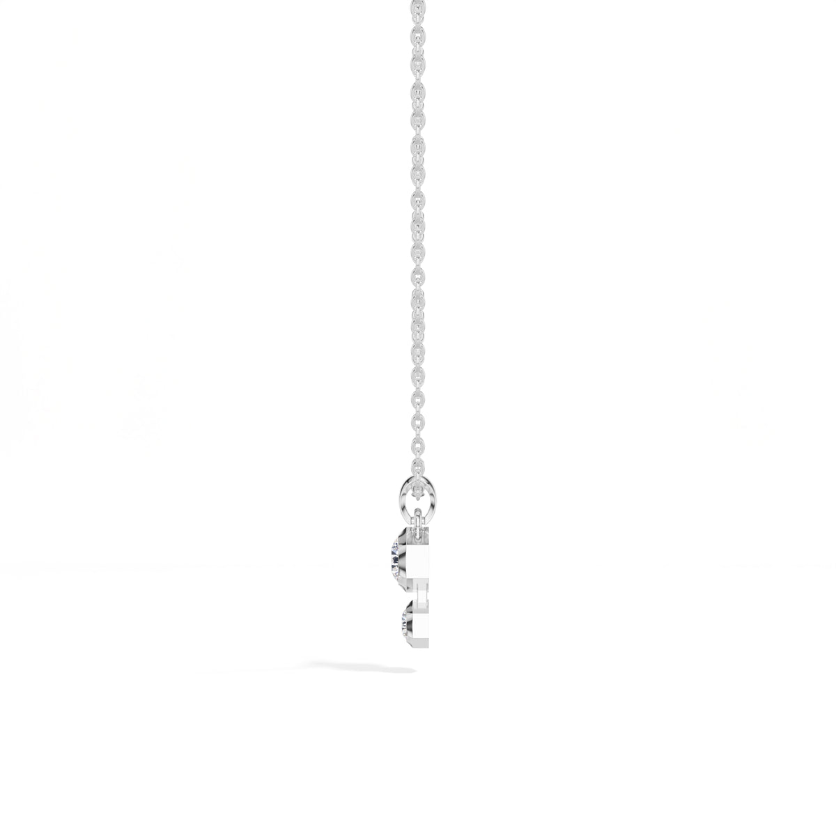 Axis Pendant Round Lab Grown Diamond Two Stone Hexagon Bezel Vertical