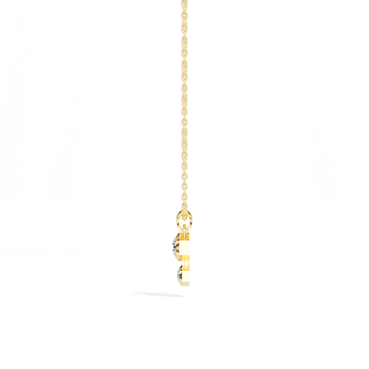 Axis Pendant Round Lab Grown Diamond Two Stone Hexagon Bezel Vertical