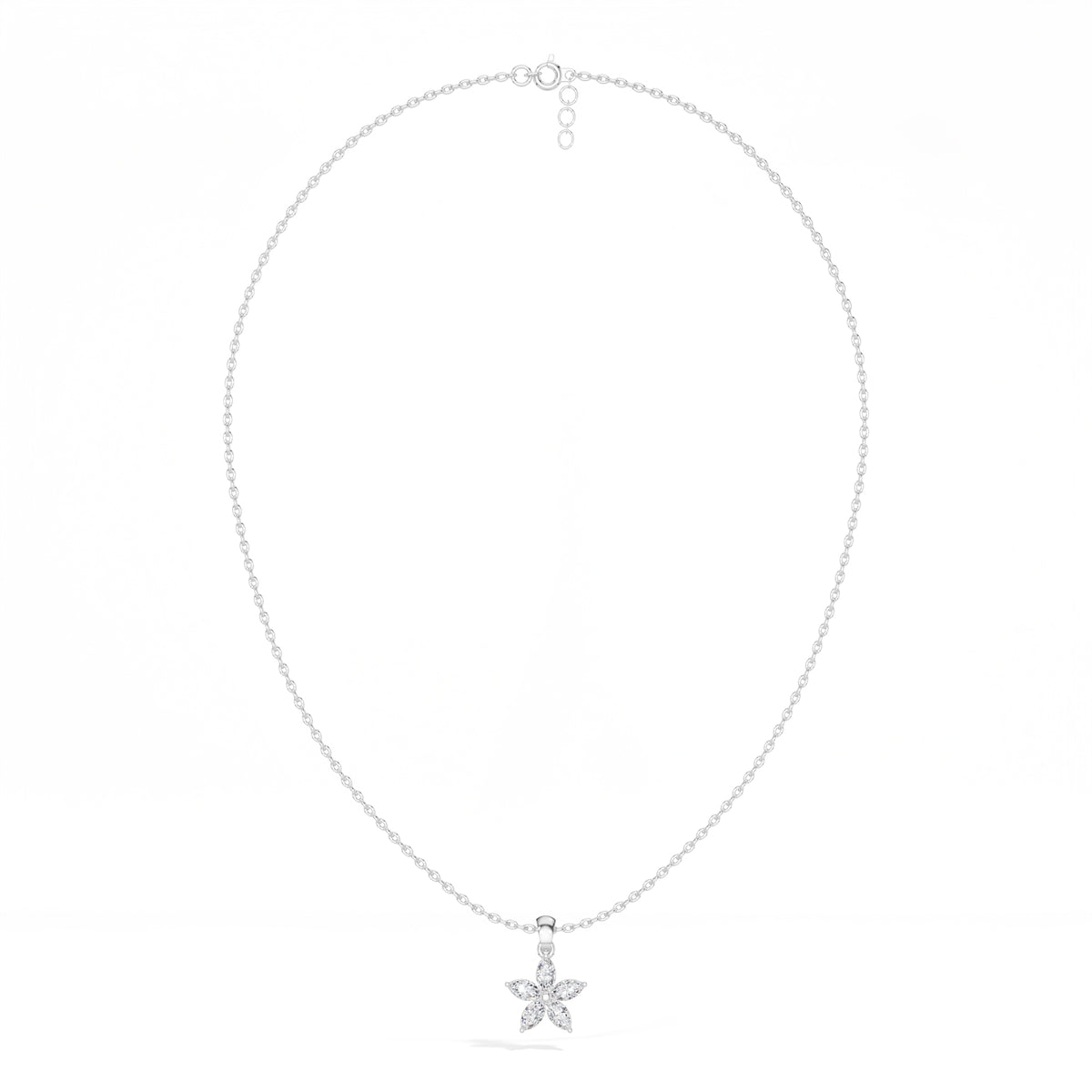 Fivefold Pendant Marquise Lab Grown Diamond Five Petal Flower