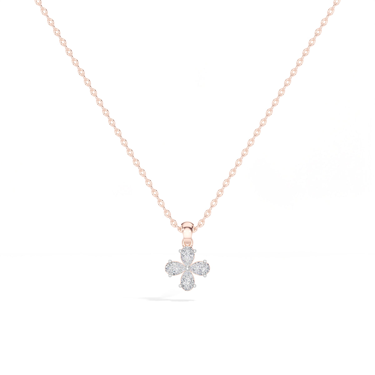 Clover Pendant Pear Lab Grown Diamond Four Petal Clover