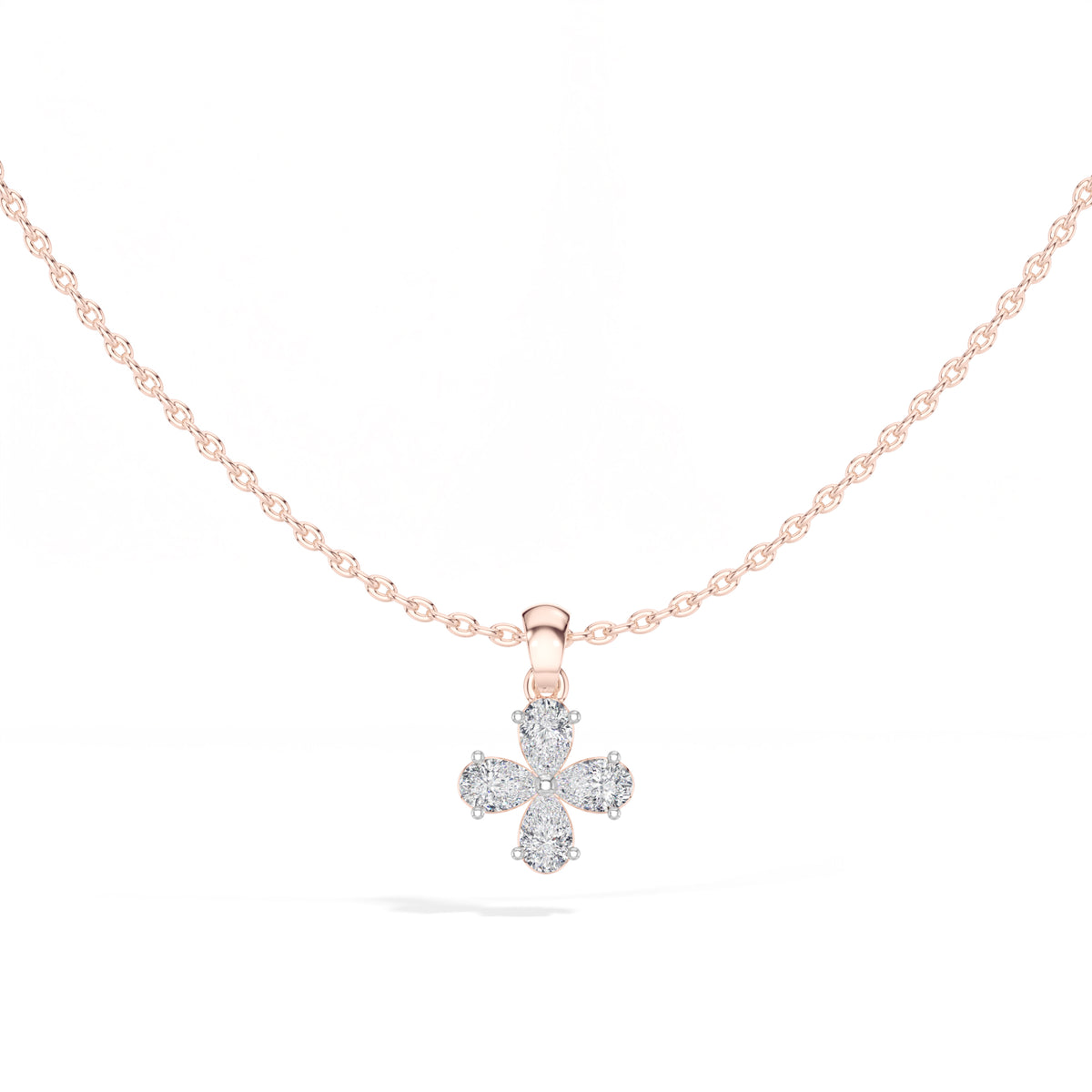 Clover Pendant Pear Lab Grown Diamond Four Petal Clover