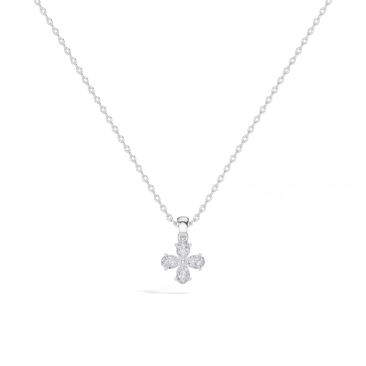 Clover Pendant Pear Lab Grown Diamond Four Petal Clover