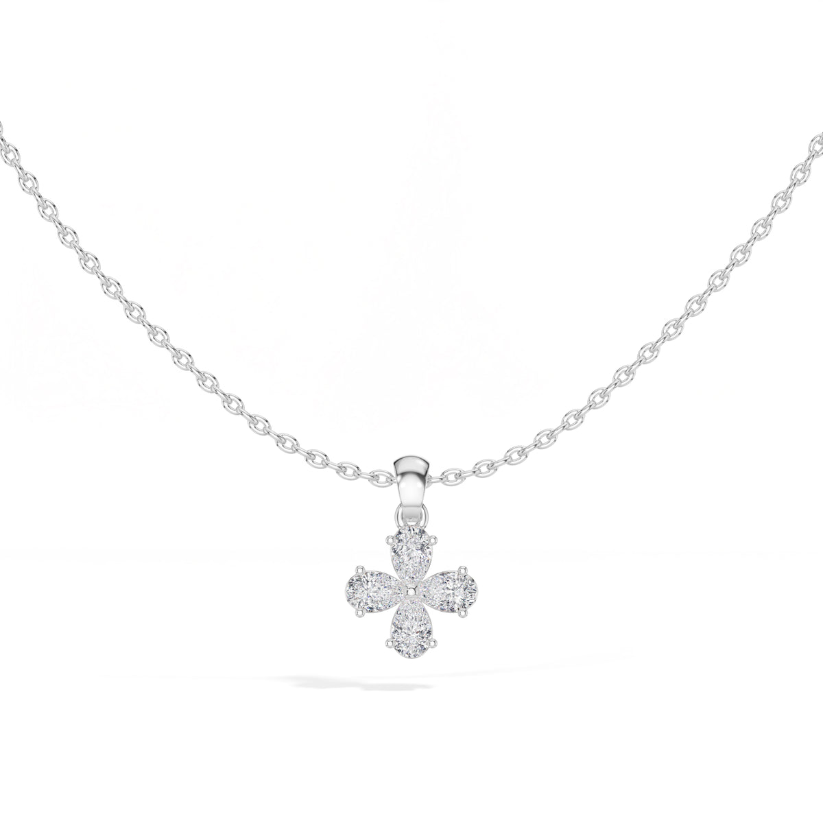 Clover Pendant Pear Lab Grown Diamond Four Petal Clover
