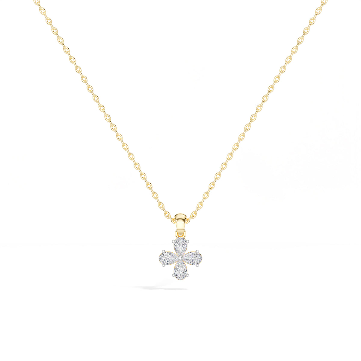 Clover Pendant Pear Lab Grown Diamond Four Petal Clover
