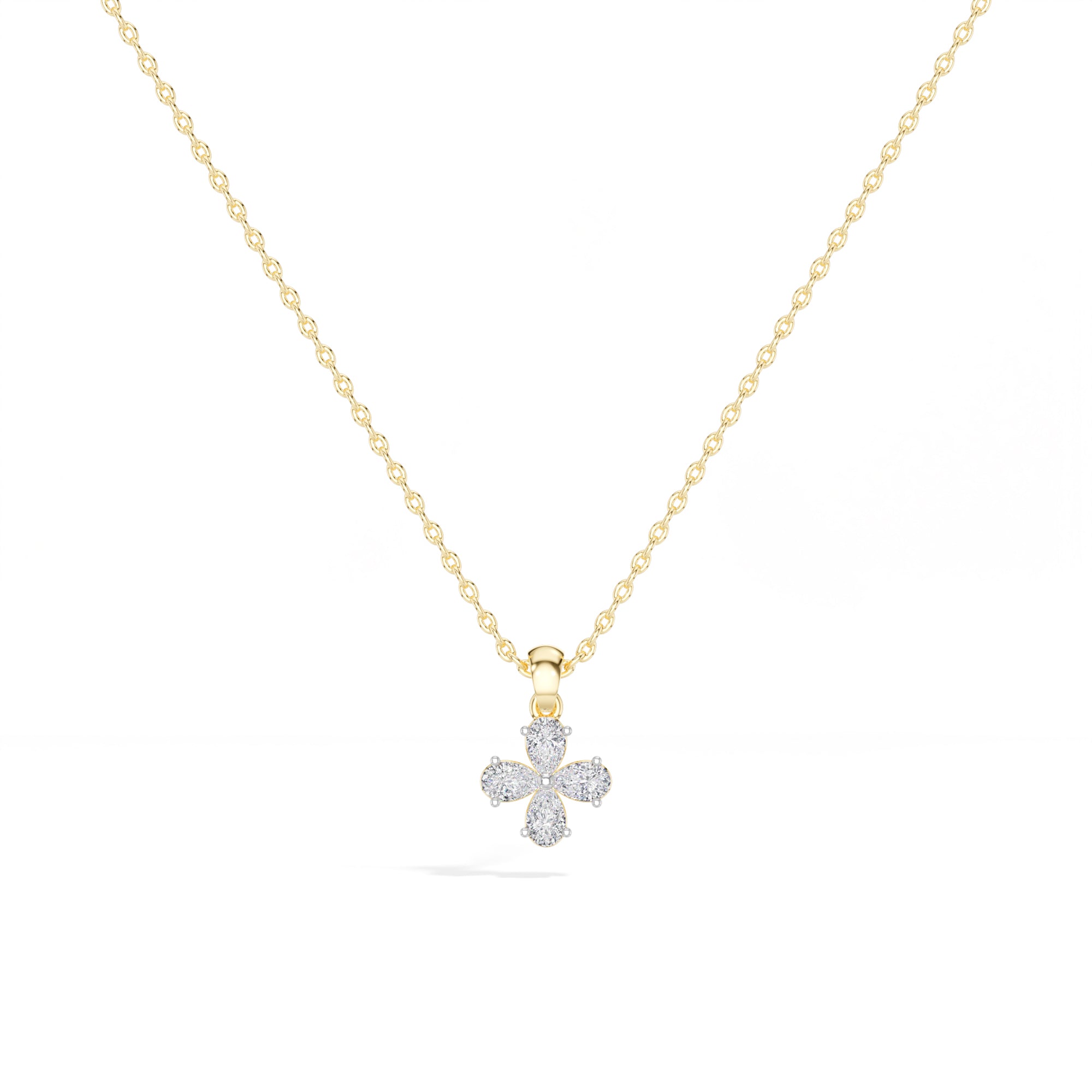 Clover Pendant Pear Lab Grown Diamond Four Petal Clover
