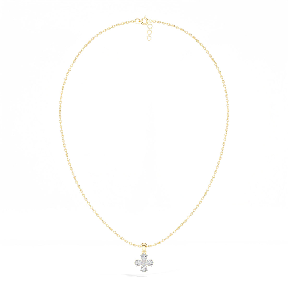Clover Pendant Pear Lab Grown Diamond Four Petal Clover