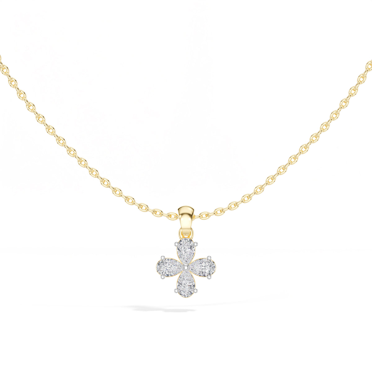 Clover Pendant Pear Lab Grown Diamond Four Petal Clover