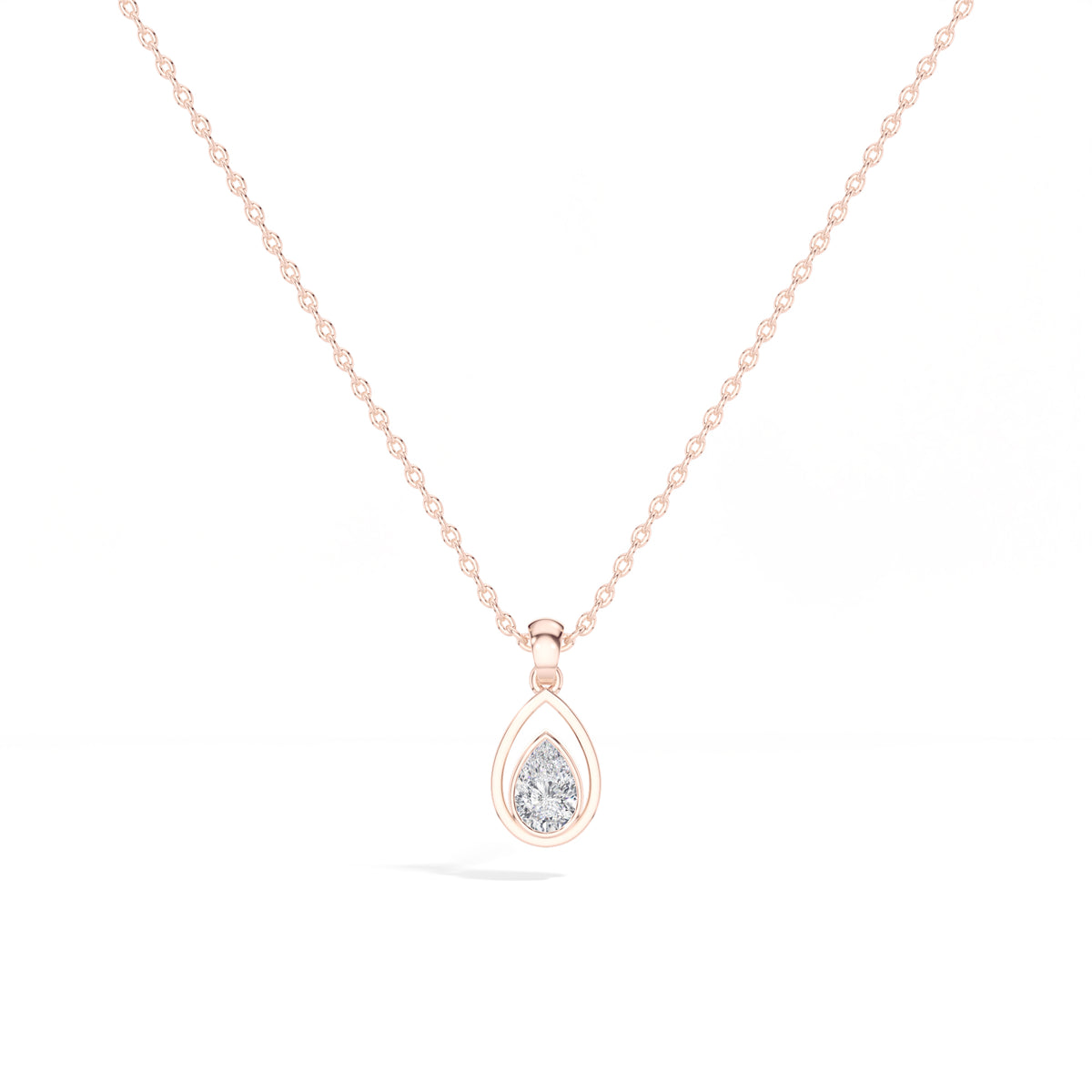 Teardrop Pendant Pear Lab Grown Diamond Bezel Set Solitaire