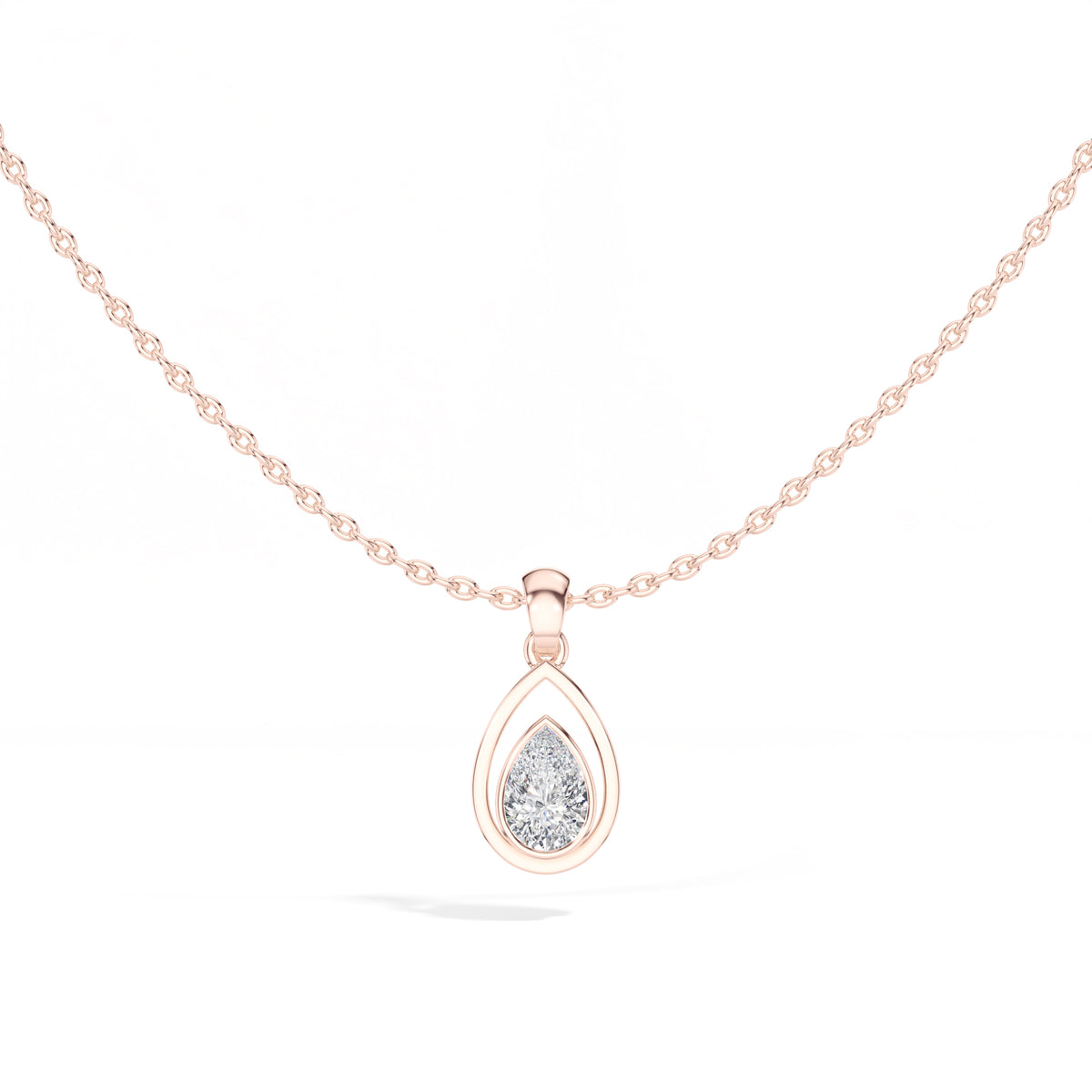 Teardrop Pendant Pear Lab Grown Diamond Bezel Set Solitaire