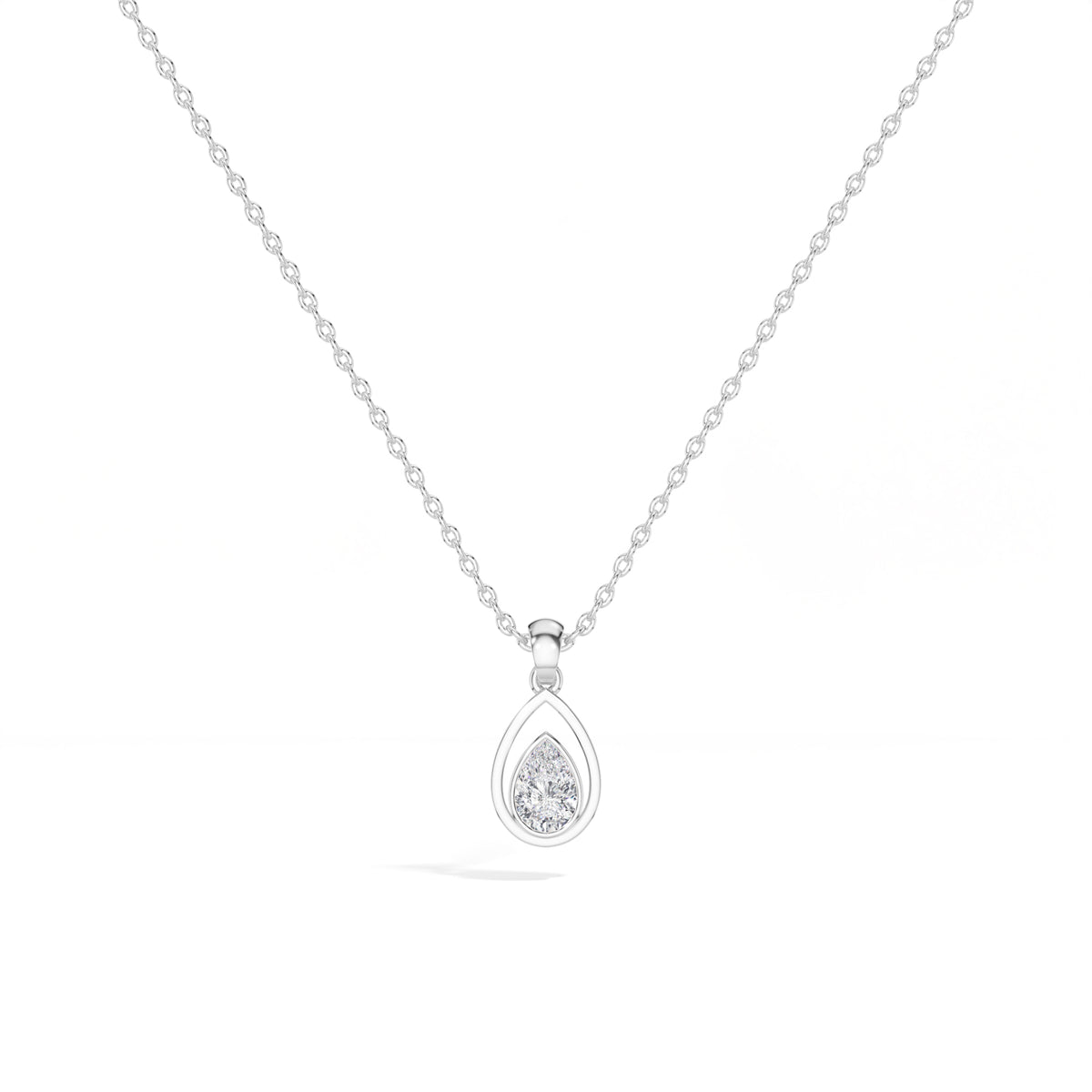 Teardrop Pendant Pear Lab Grown Diamond Bezel Set Solitaire