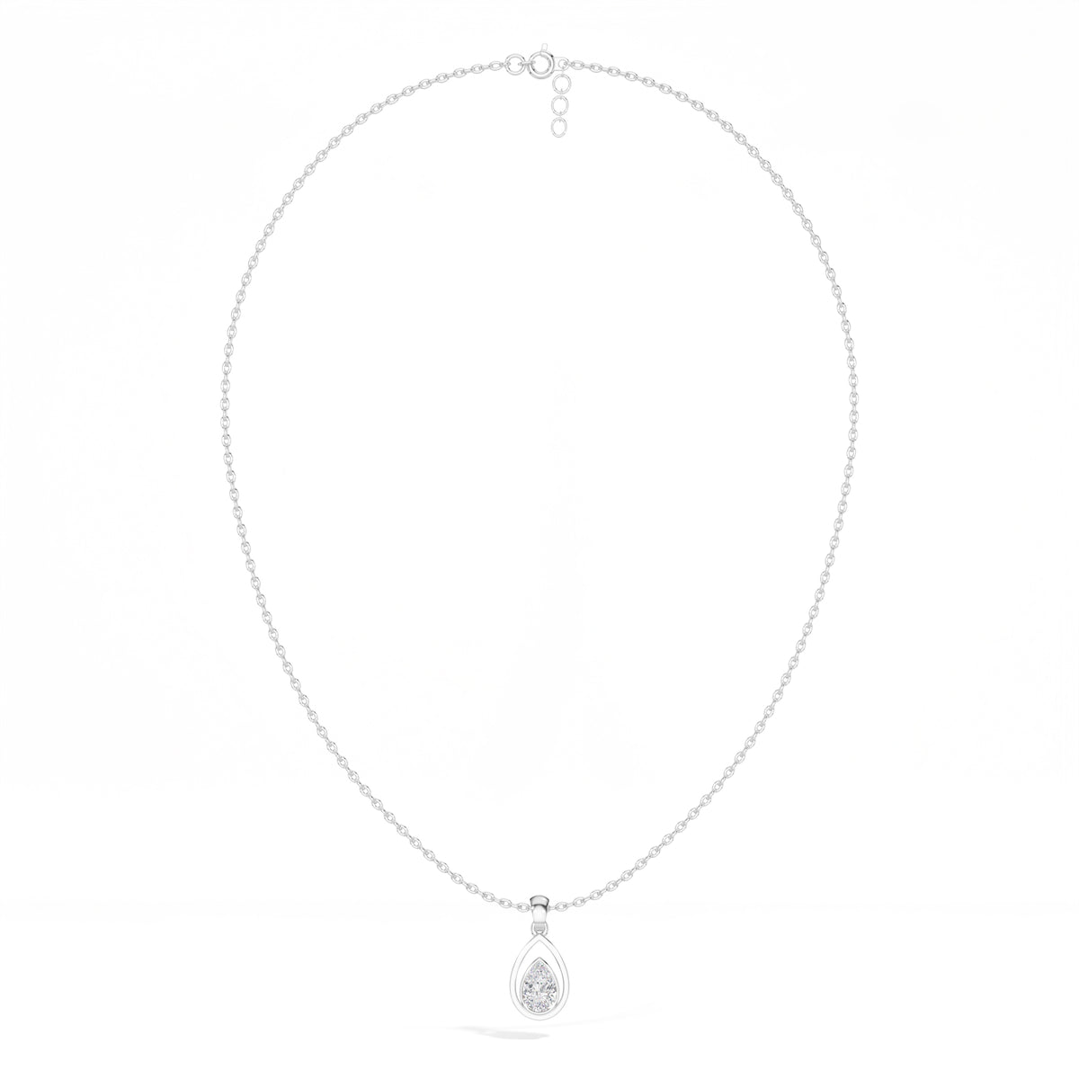 Teardrop Pendant Pear Lab Grown Diamond Bezel Set Solitaire