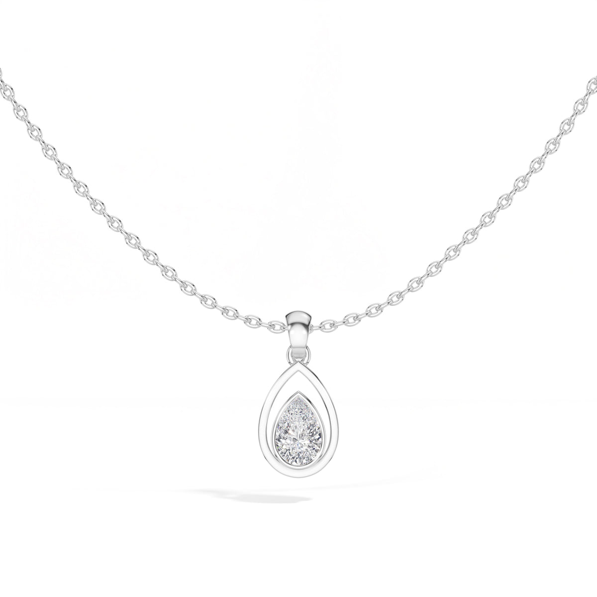 Teardrop Pendant Pear Lab Grown Diamond Bezel Set Solitaire