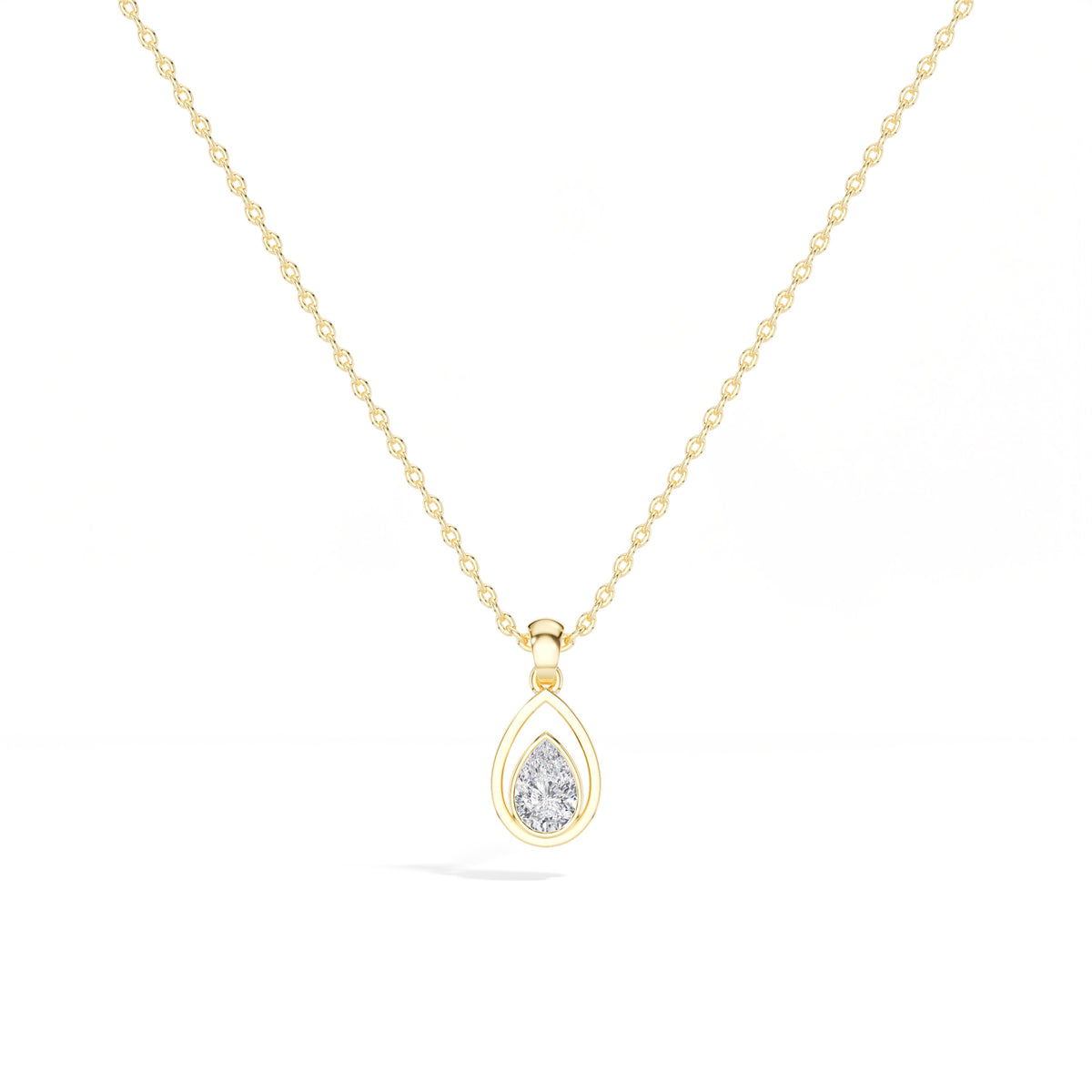 Teardrop Pendant Pear Lab Grown Diamond Bezel Set Solitaire
