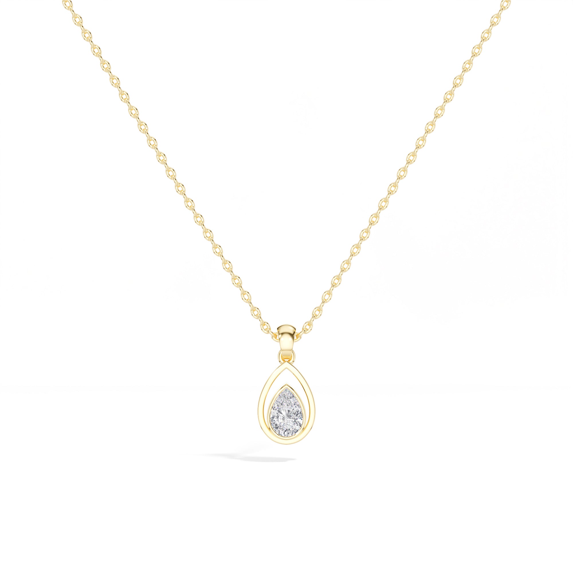 Teardrop Pendant Pear Lab Grown Diamond Bezel Set Solitaire
