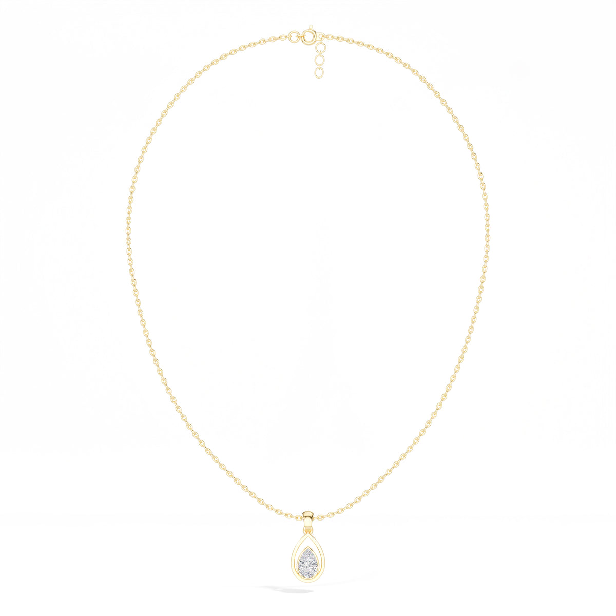 Teardrop Pendant Pear Lab Grown Diamond Bezel Set Solitaire